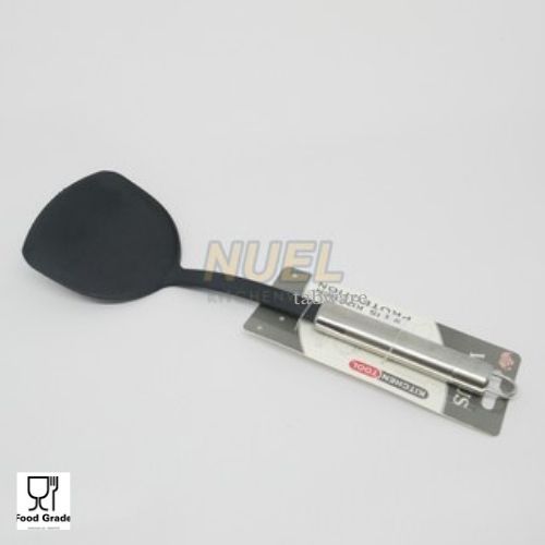 Sutil Spatula Sodet Plastik Hitam Anti Panas Aman Untuk Teflon/Bahan Nylon gagang Stainless
