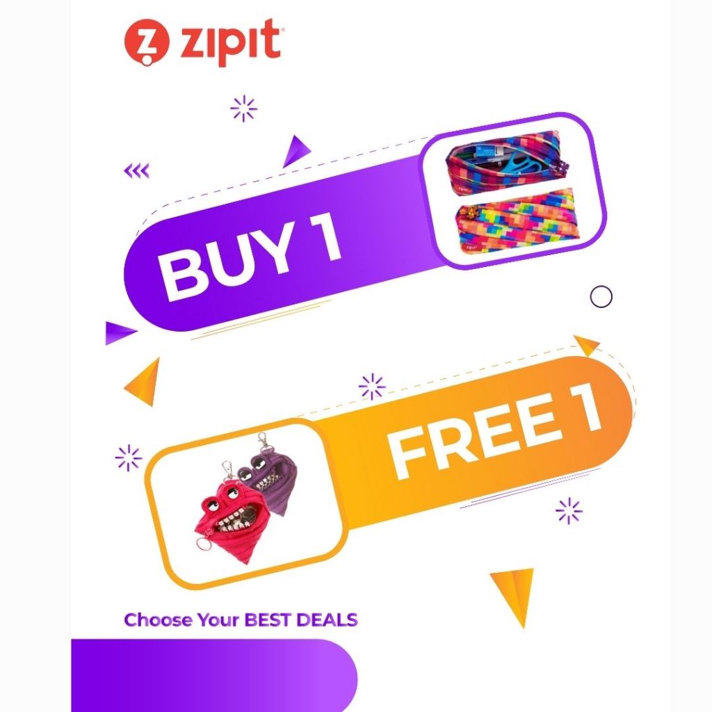 

[B1G1] Zipit Pixel Pouch - Merah + Zipit Grillz Monster Mini Pouch