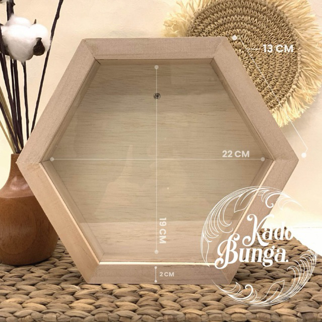 FRAME/PIGURA KAYU/WOODEN FRAME 3D SEGI ENAM/HEXAGONAL COCOK UNTUK KADO HADIAH UNTUK BESTIE | KADO CO
