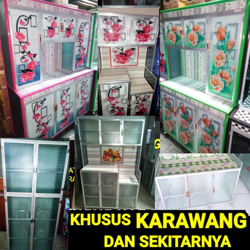 Rak piring aluminium kaca 3 pintu 2 pintu 4 pintu / rak piring kaca 3 pintu 4 pintu 2 pintu / rak da