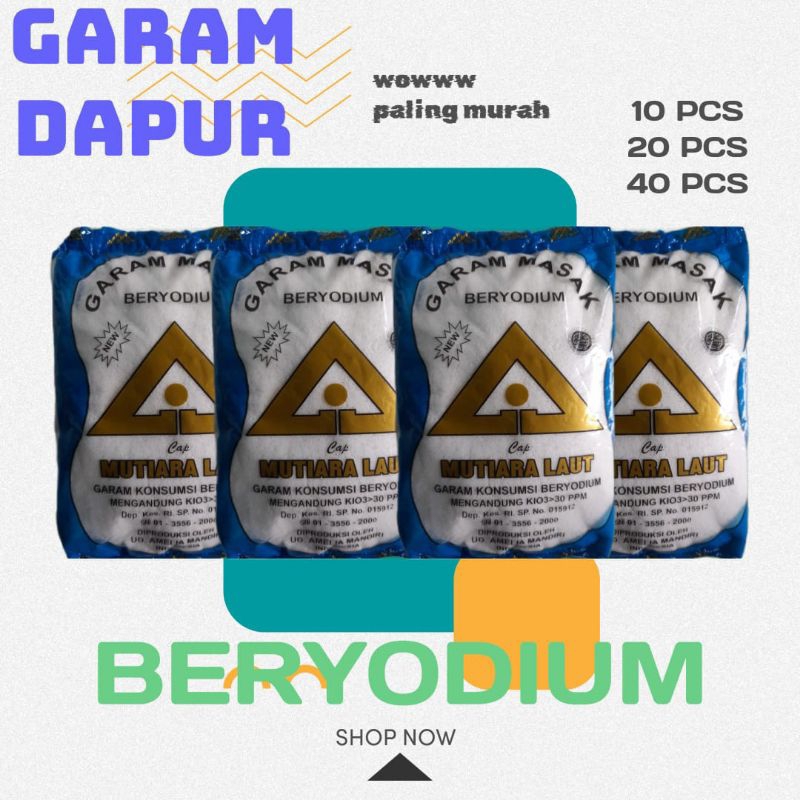 

TERMURAH!!! 12 PCS GARAM DAPUR LOGO SEGI TIGA MUTIARA LAUT BERYODIUM PUTIH BERSIH