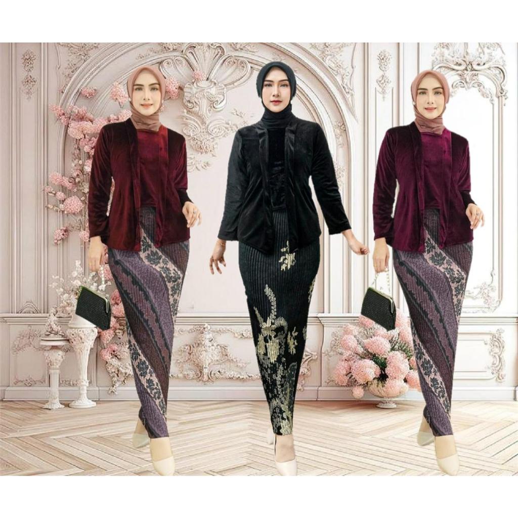 ATASAN KEBAYA BLUDRU HITAM KARTINI