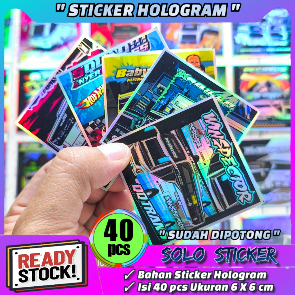 

40 pc Stiker Bus Telolet Basuri Kotak Hologram Sticker Waterproof Tahan Air SUDAH DIPOTONG