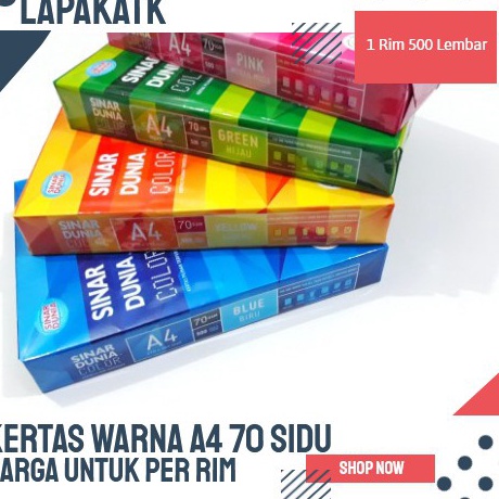 

KODE IMFU8 Kertas warna sinar dunia Kertas A4 7 Warna Sidu 1RIM