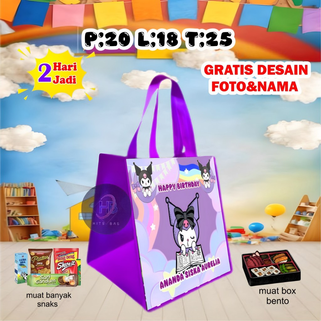 

Tas Ulang Tahun Potrait Bento/Tas Ulang Tahun/Tas Ulang Tahun Muat Box Bento/Tas Ulang Tahun Anak/Goodie Bag Potrait