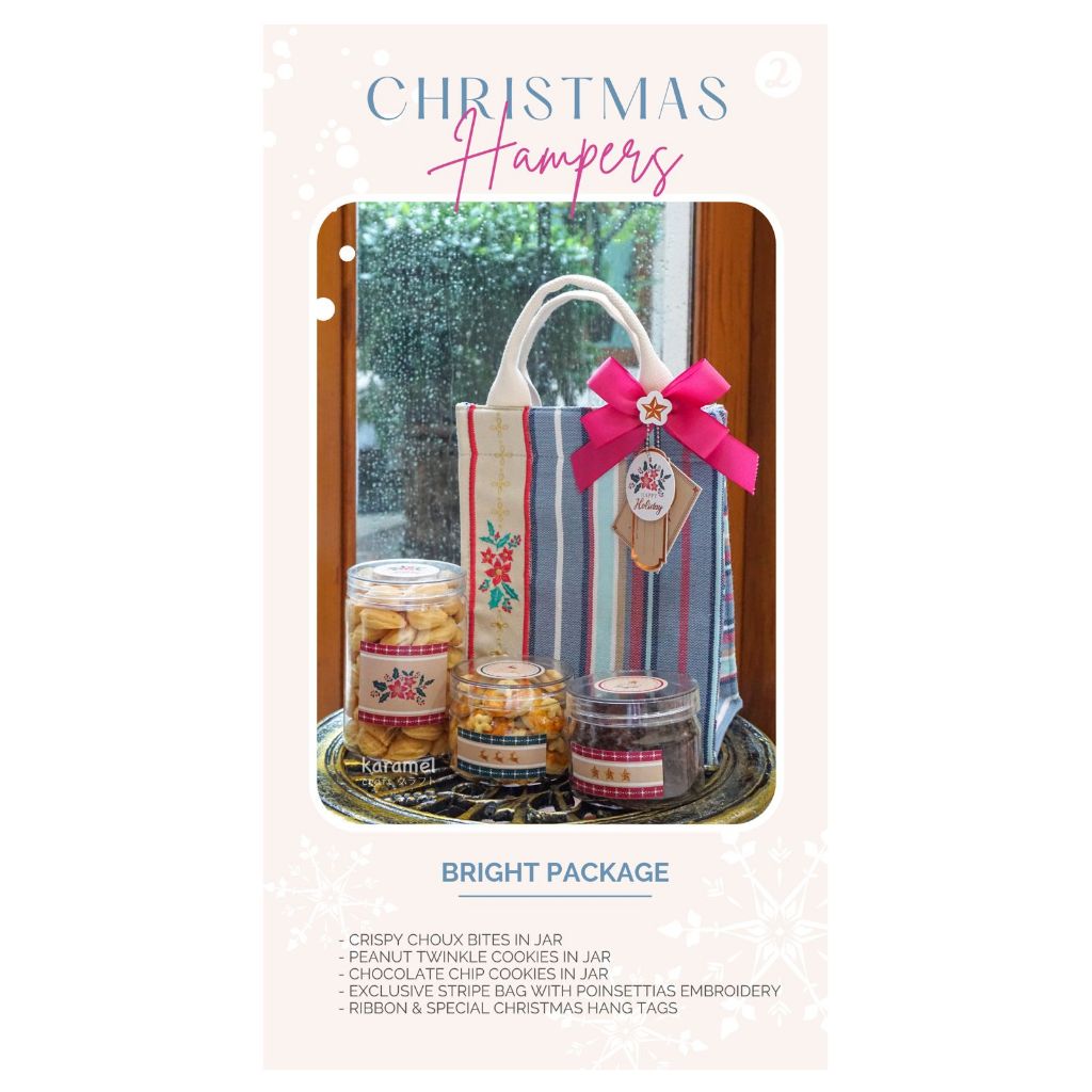 

BRIGHT PACKAGE Hampers Christmast Gift Set / Hampers Natal Parsel Kue Kering Tote Bag Premium