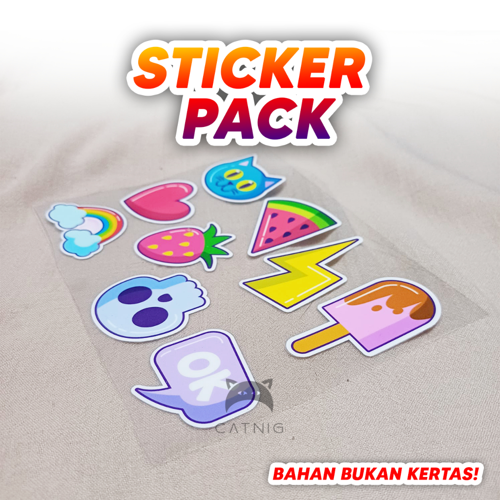 

Sticker Pack Katun Timbul Tahan Air Panas Bahan UV DTF