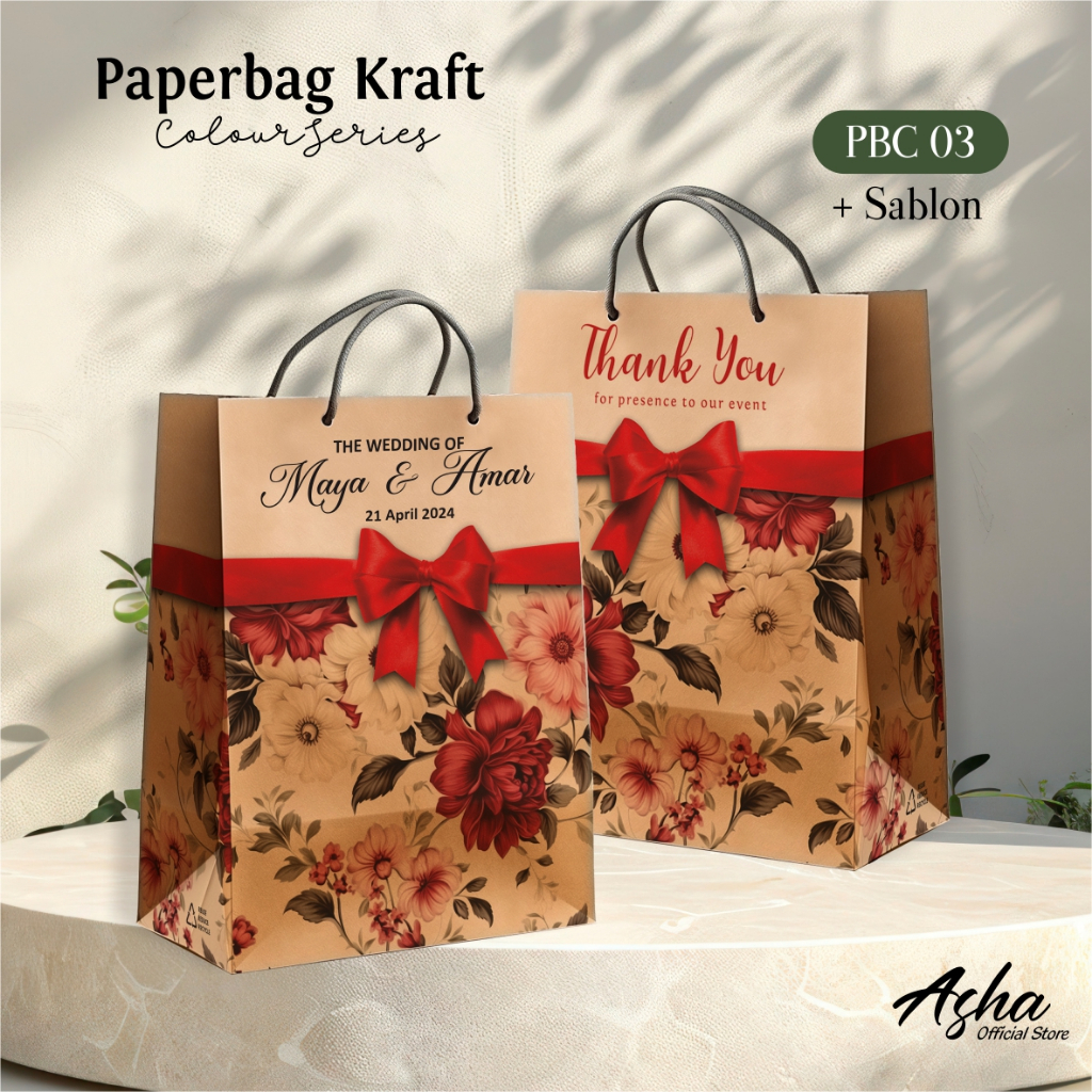 

PAPER BAG SABLON MOTIF READY STOCK - TAS SOUVENIR PERNIKAHAN BAHAN KRAFT MURAH PBC 03