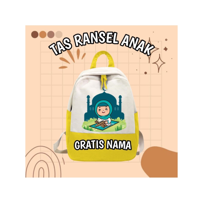 TAS RANSEL BACKPACK MENGAJI ANAK PEREMPUAN FREE NAMA