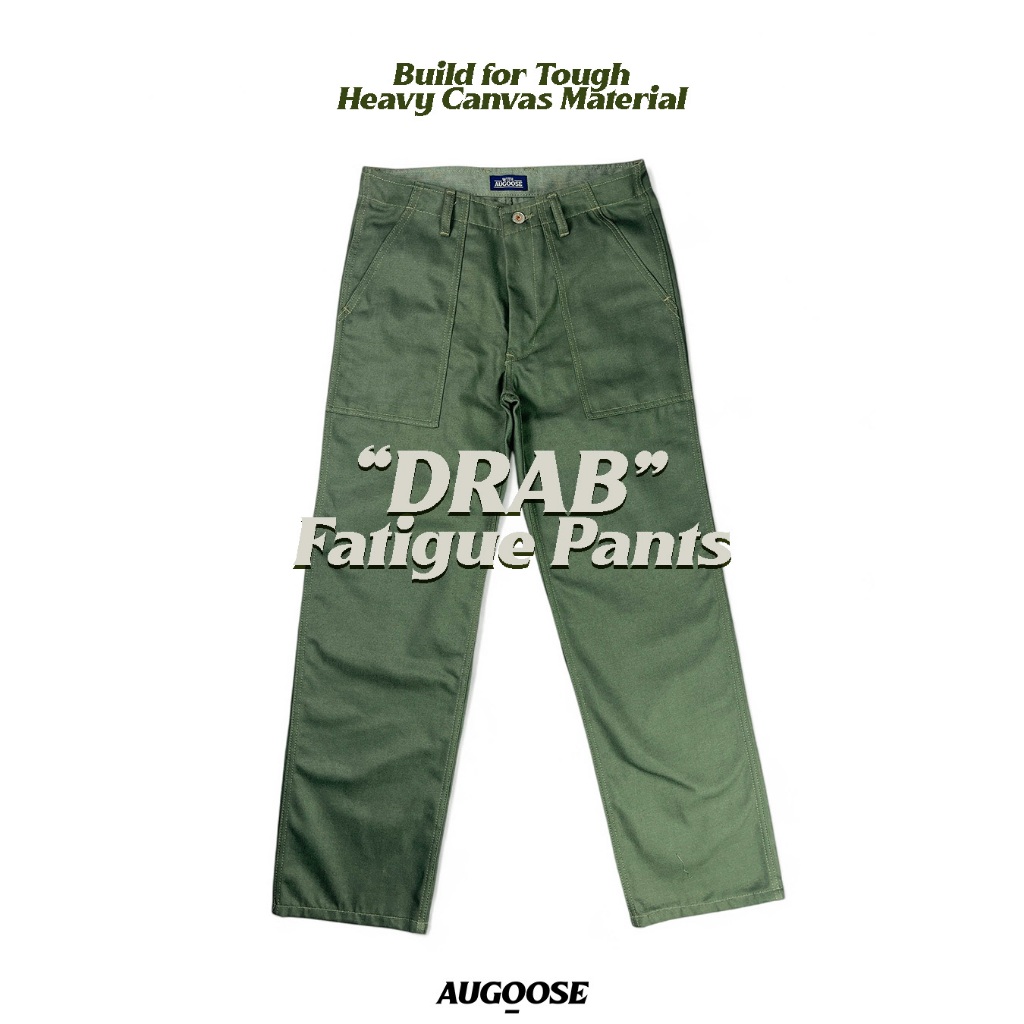 Augoose Drab Fatigue Pants Green Denim