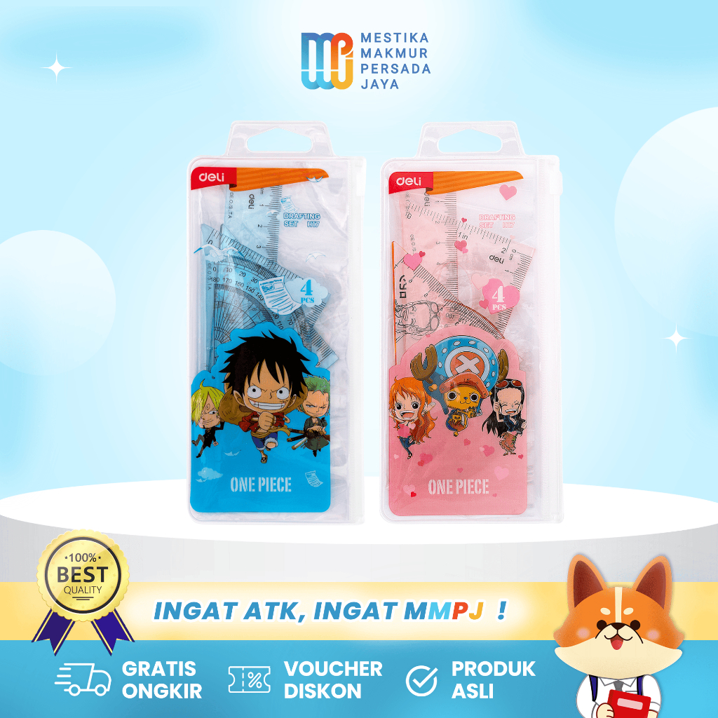 

Deli Penggaris Set Lengkap Karakter One Piece Dengan Pouch Plastik EH17