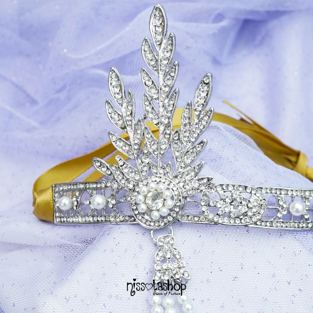 Lovina Mahkota Great Gatsby - Aksesoris Crown Wanita Anak Bando Jepit Rambut Hijab