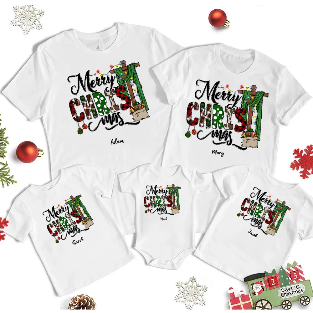 Baju Kaos Natal Couple Keluarga Custom Nama Family - Jesus Christmas | Baju Tshirt Seragam Xmas Requ