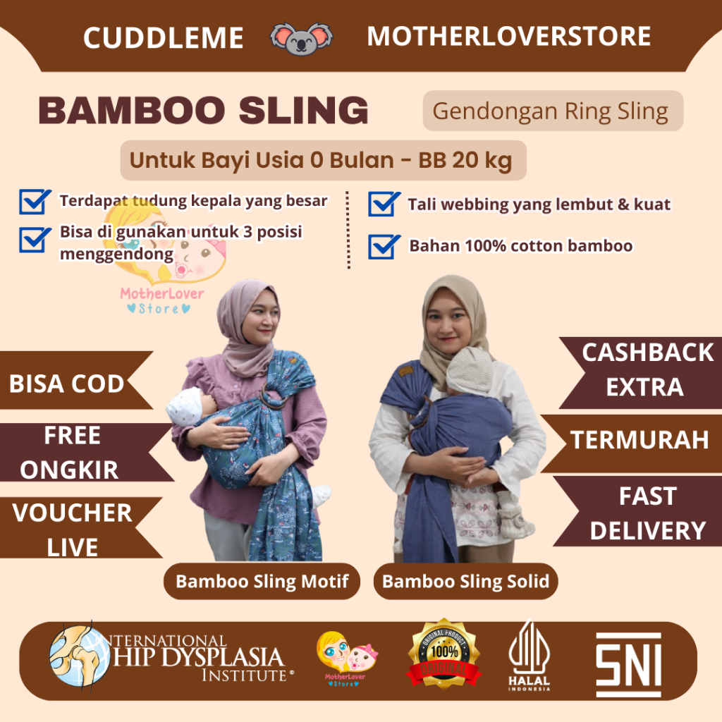 RingSling Cuddle Me Gendongan Bayi Bamboo Sling Ring Sling CuddleMe