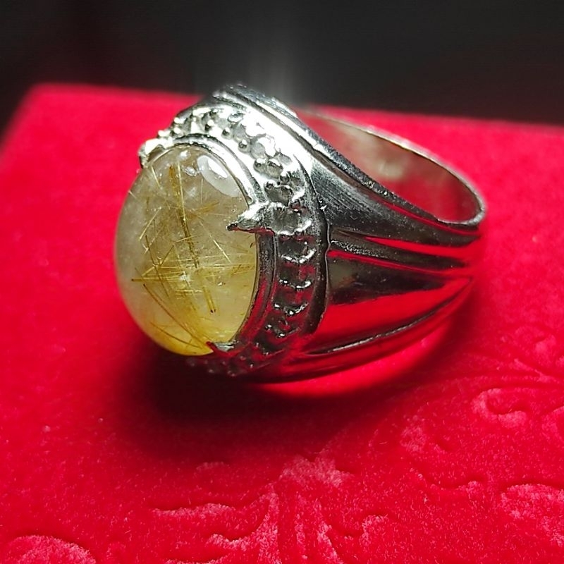 Cincin kecubung rambut sedana serat emas