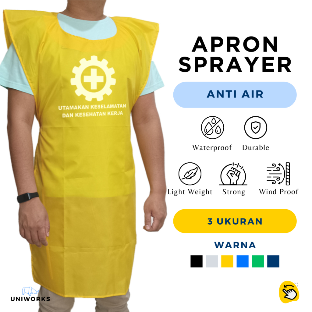 UNIWORKShop Celemek Anti Air Apron Waterproof Ponco Sprayer APD Semprot Bahan Parasut Seri SPRS