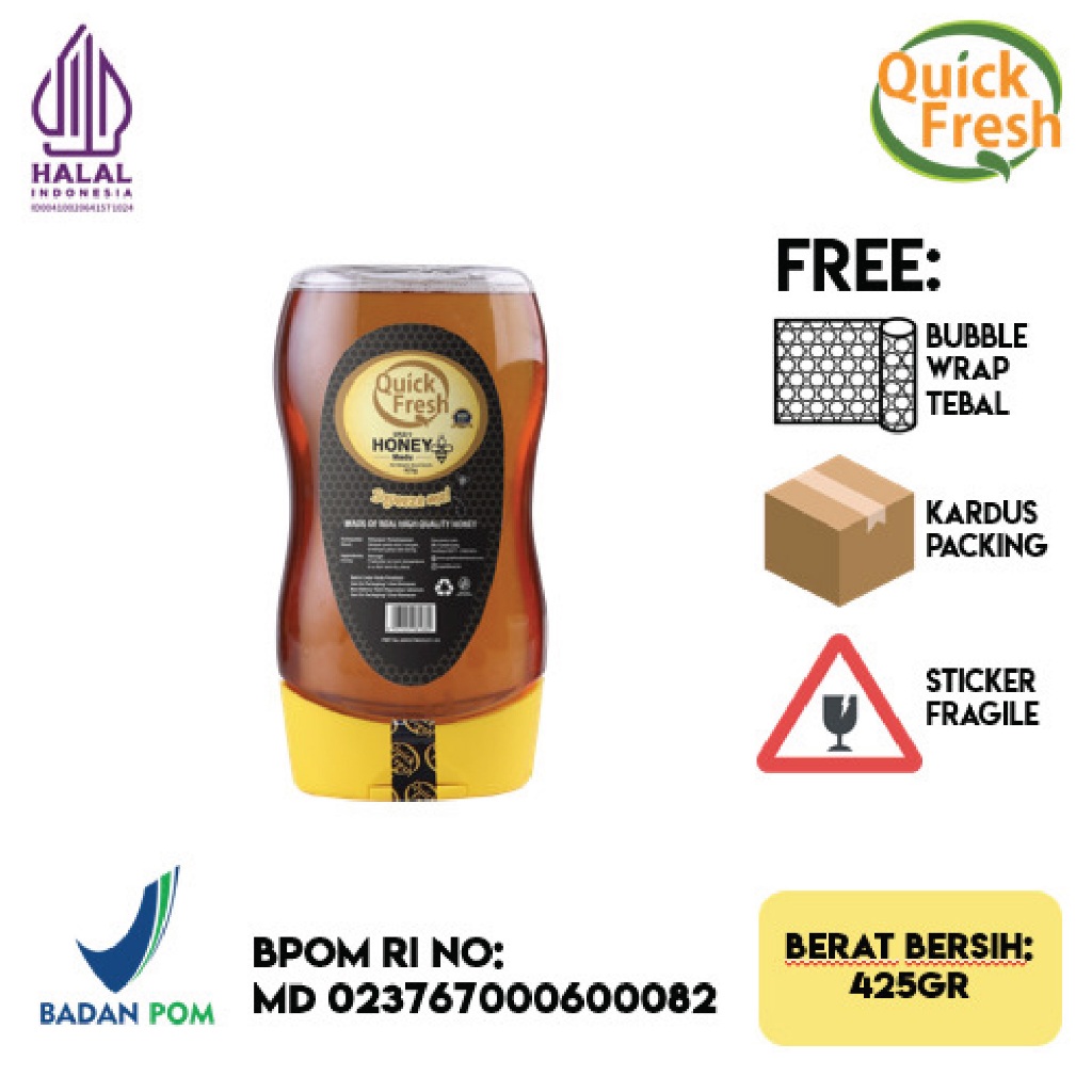 

READY STOCK [ANTI PECAH] Quick Fresh Honey / Madu Asli 425G (Squeeze)