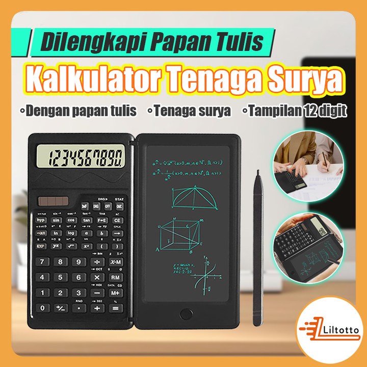 

✨COD✨Solar Foldable Scientific Calculator 10-Digit with Erasable LCD Writing Pad Kalkulator Lipat Calculator ilmiah Scientific E-Writer LCD Note Pen S9