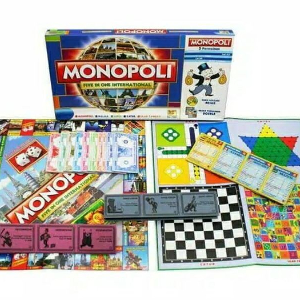 Mainan Set Monopoli 5 in 1, Mainan Monopoli Murah, Mainan Monopoli 5 in 1