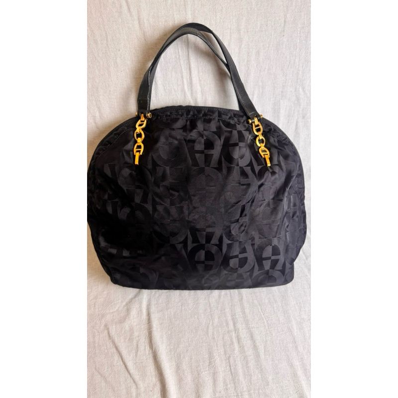 TAS AIGNER* BLACK NYLON SHOULDER BAG PRELOVED BRANDED