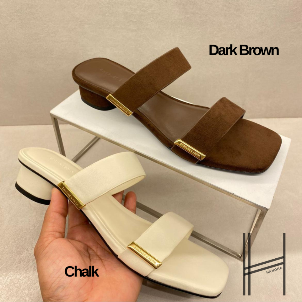 CK Sandal Heeled Double-Strap Metallic-Accent - JASTIP
