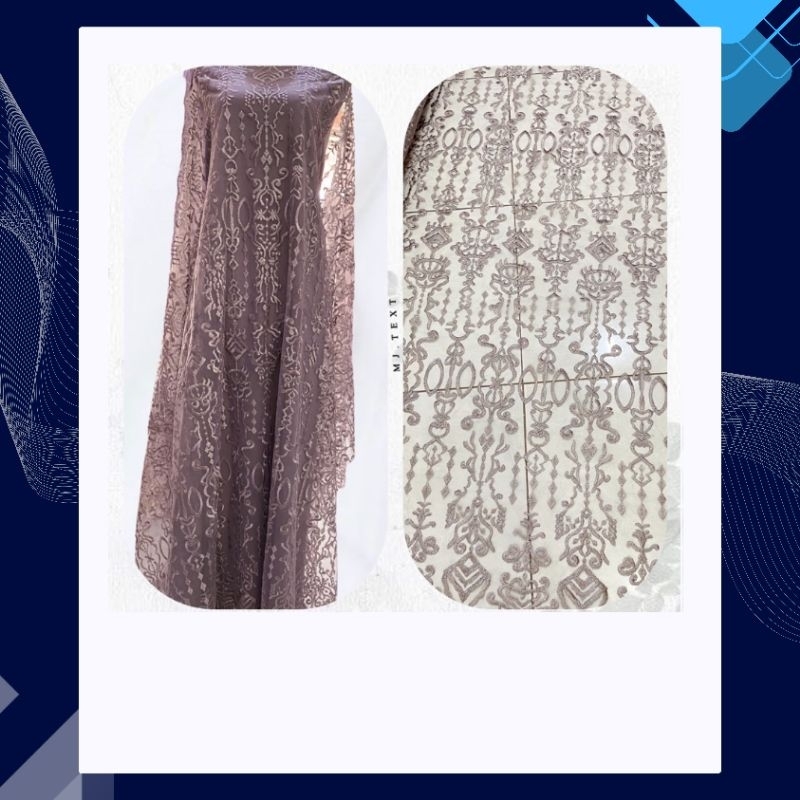 KAIN KEBAYA TILE MOTIF SAPTO BROKAT TULLE SUMBA EMBROIDERY ETNIK 1/2 METER