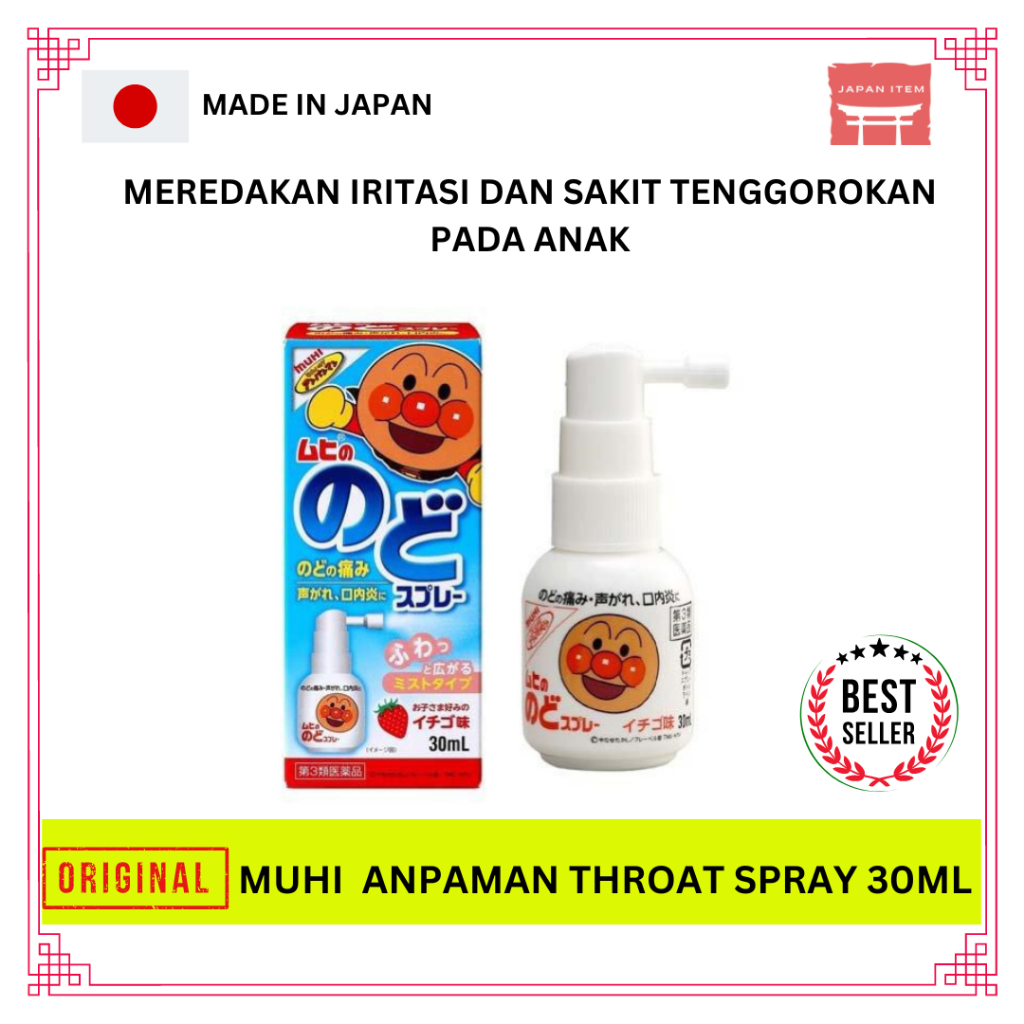 Muhi Anpanman Throat Spray 30ml spray tenggorokan anak original Japan