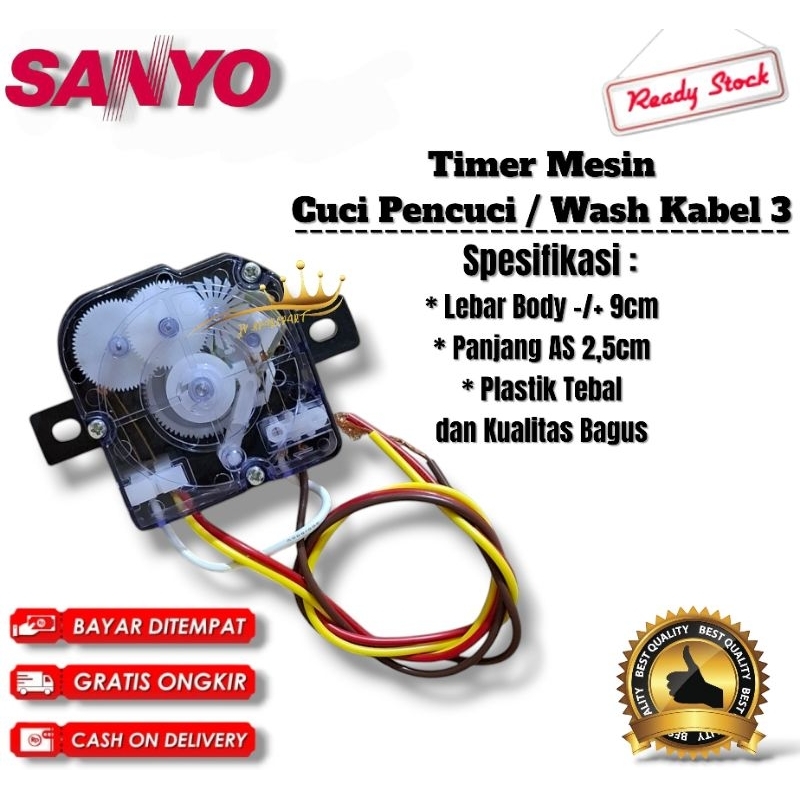 SANYO TIMER WASH PENCUCI PENGGILING MESIN CUCI 2 TABUNG SANYO 3 KABEL