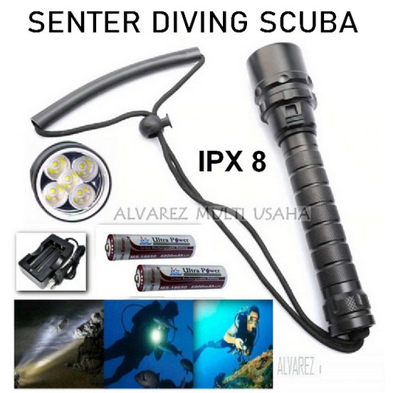 Senter Diving LED / Senter Selam / Scuba IPX 8 Waterproof / Diving Flashlight / Senter Menyelam
