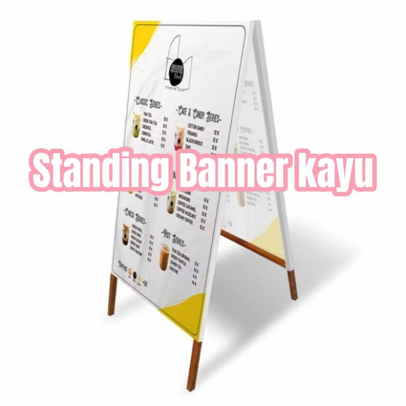 Standing banner - Stand kayu - Rangka Banner kayu