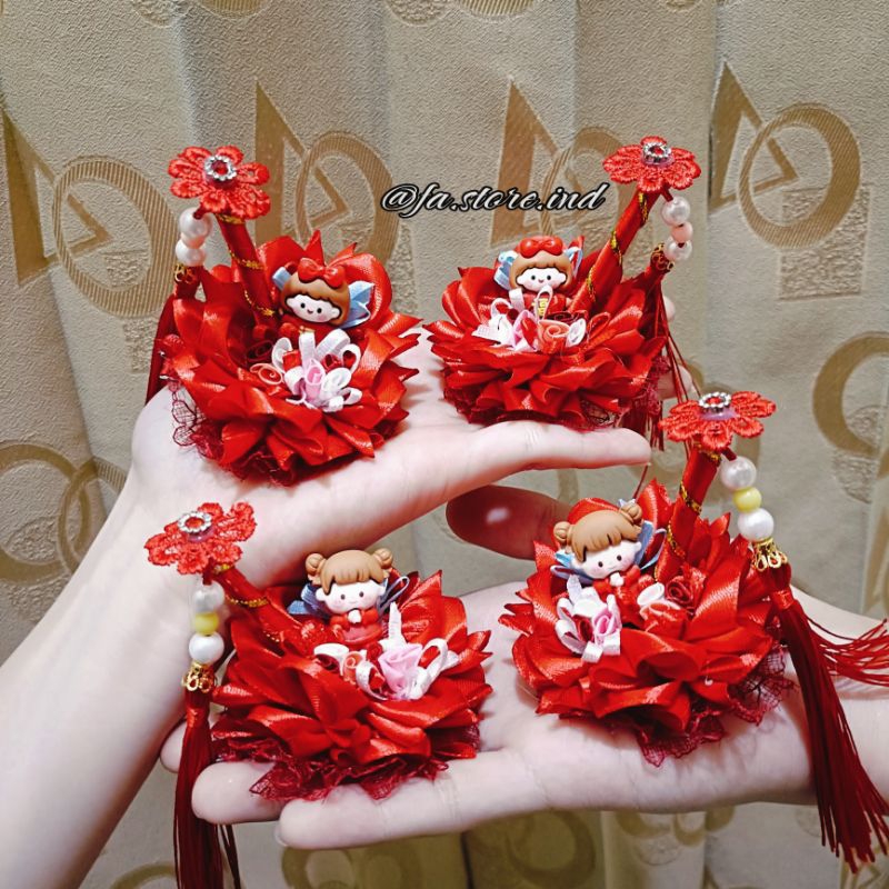 FA STORE || HANDMADE PITA RAMBUT IMLEK DENGAN BONEKA ANAK PEREMPUAN || PITA JEPIT RAMBUT IMLEK