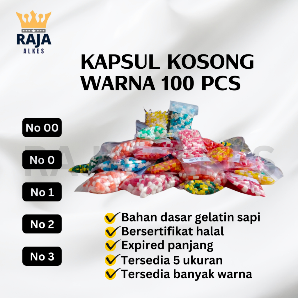 Kapsul Kosong 100 pcs Ukuran 00/0/1/2/3 Cangkang Kapsul Kosong Isi 100 Bersertifikat Halal Kapsul Ko