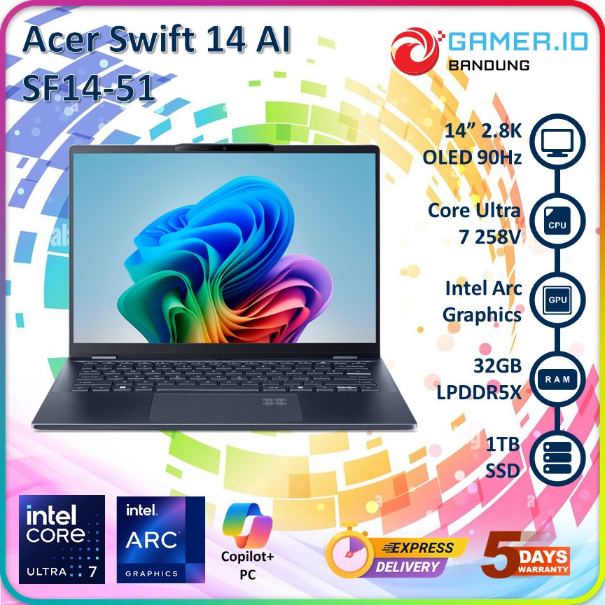 ACER SWIFT 14 AI SF14-51 ULTRA 7 258V 32GB 1TB 14" WUXGA OLED 90HZ