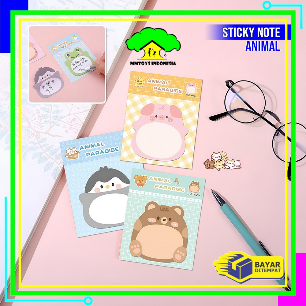 

MI-A103 Sticky Notes Motif Hewan Isi 20 Lembar / Tempelan Kertas Catatan Memo Mini Sticky Note Animal Lucu Serbaguna