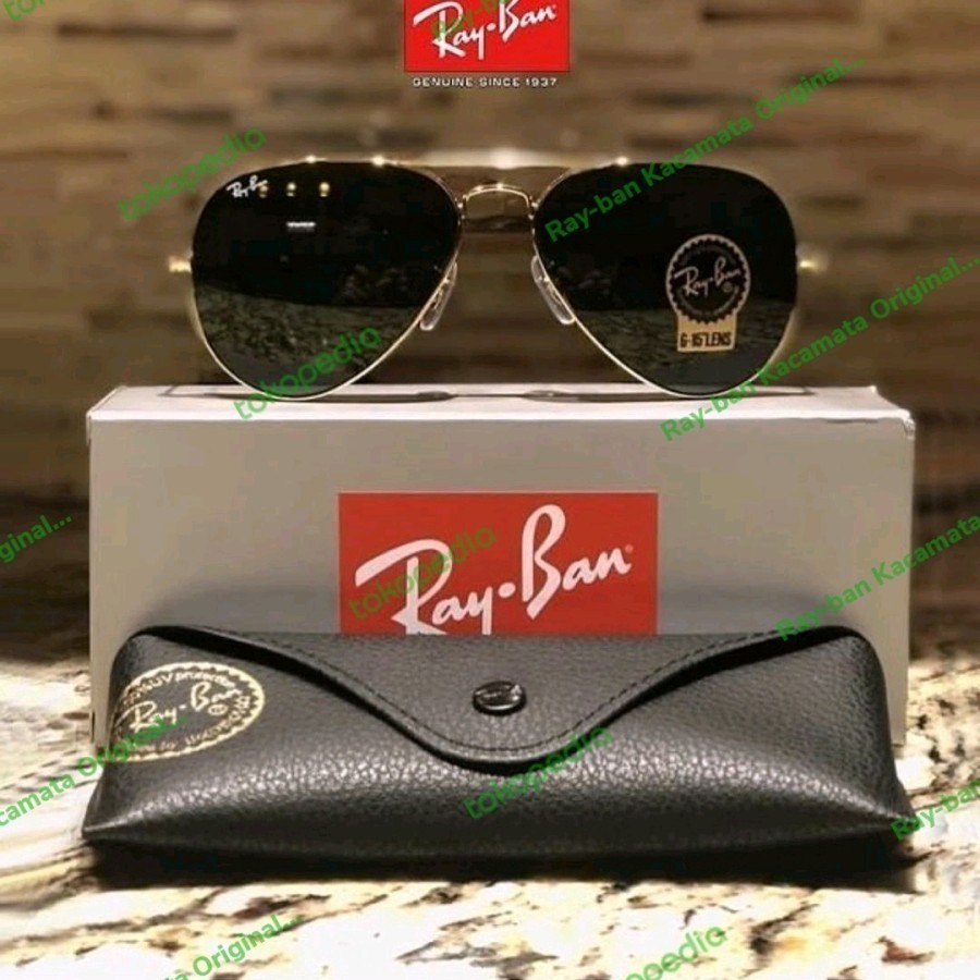 KACAMATA RAYBAN AVIATOR 3025 METAL 58 GOLD BLACK ORIGINAL