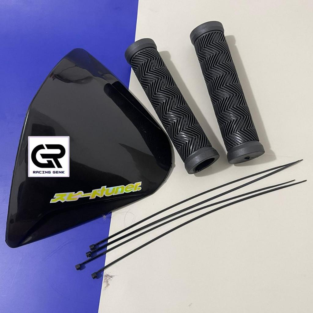 PANCA MOTOR MX JUPITER / VISOR SEPEDA BMX+STIKER HOLOGRAM Tuner+HANDGRIP GARIS HITAM