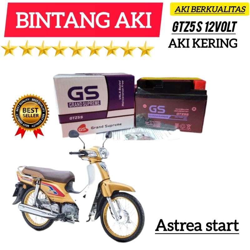 Aki Motor Astrea Start Aki Motor GS Grand Supreme Aki kering Accu kering GTZ5S 12 Volt 4Ah