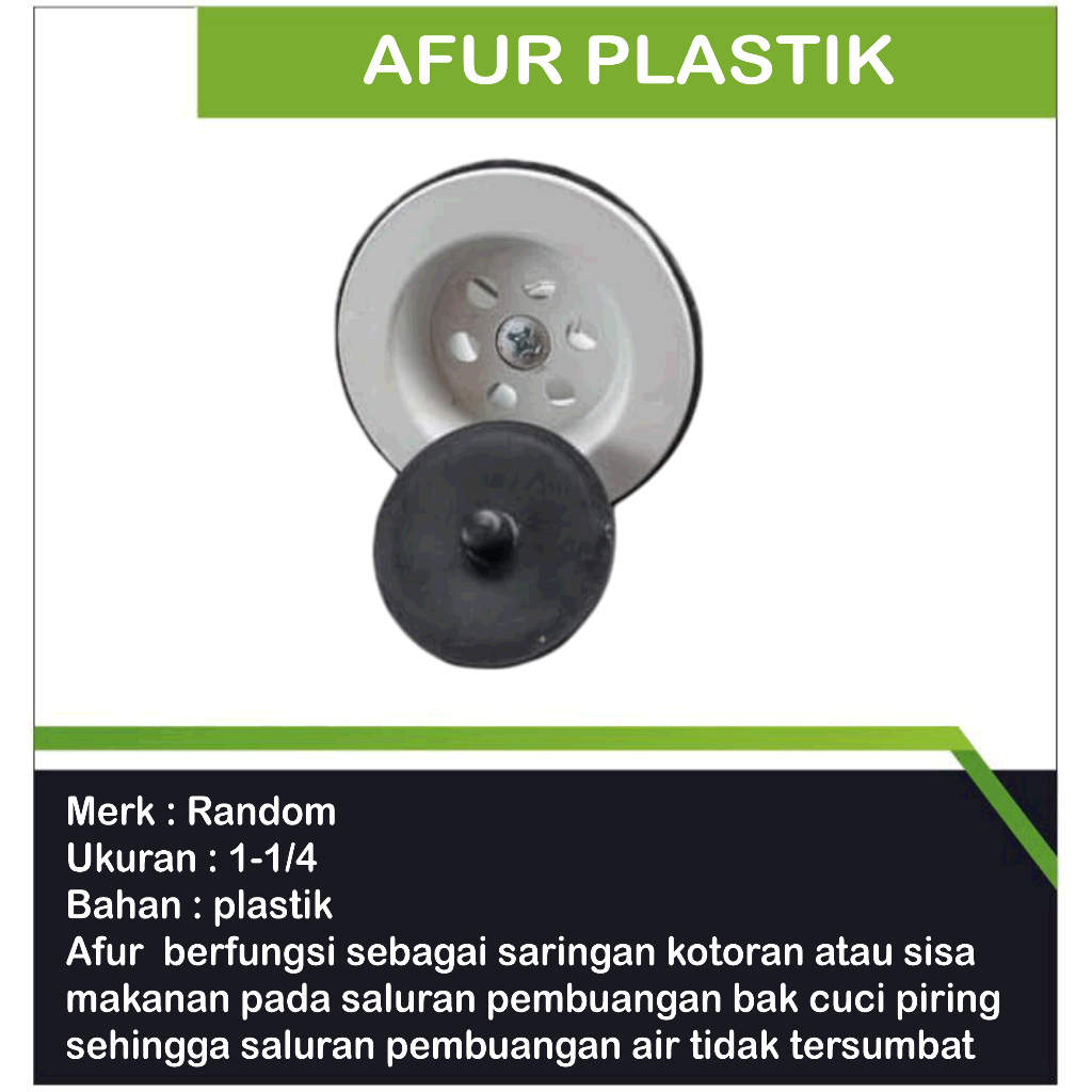 Afur Plastik 1-1/4 Inch / Afur Saringan Bak Cuci Piring/Tutup Drainase/Saringan Wastafel