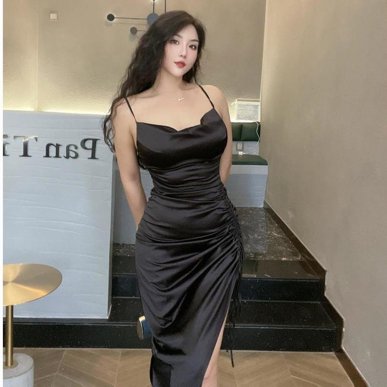 (siap stok)   DRESS JUMBO Gaun suspender rok panjang korean style bigsize BB50kg100kg model terbaru 