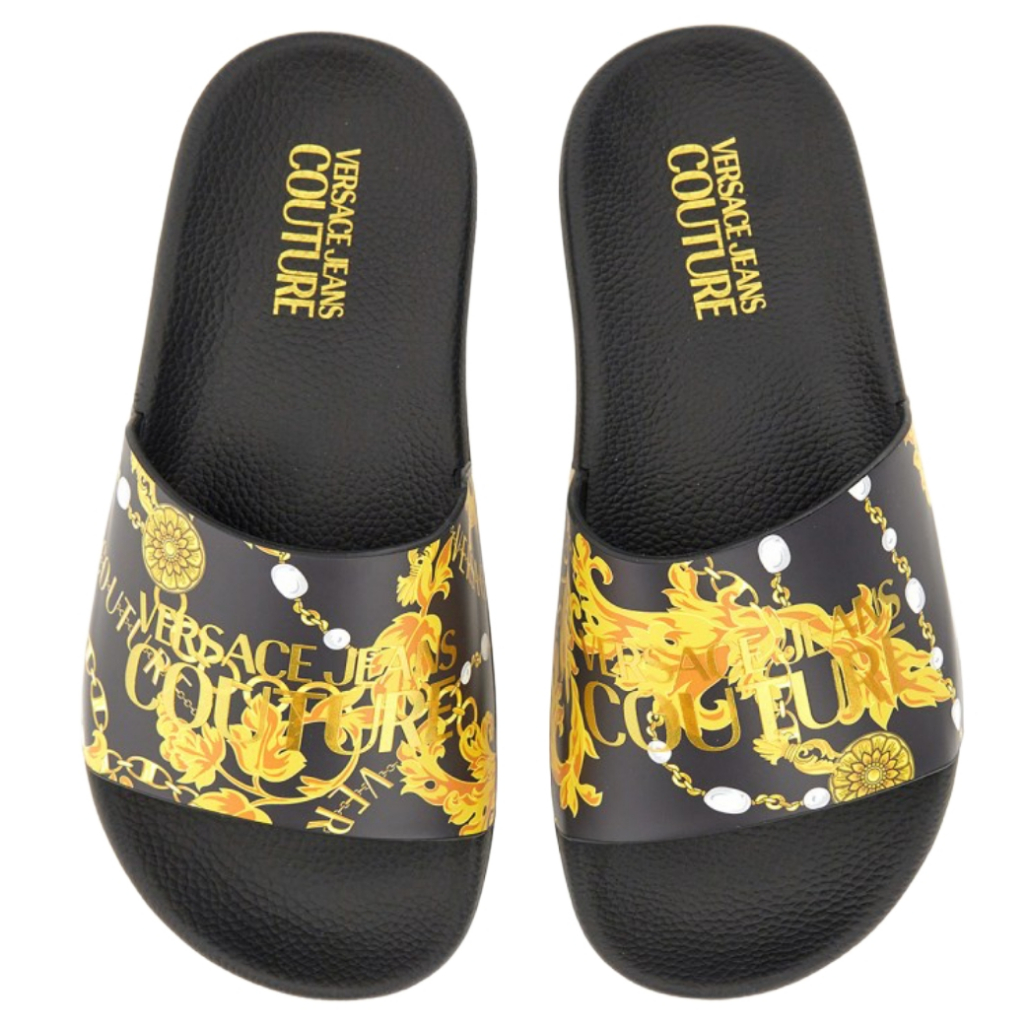 Versace Jeans Couture Shelly Chain Black Slide / Sandal Branded Original