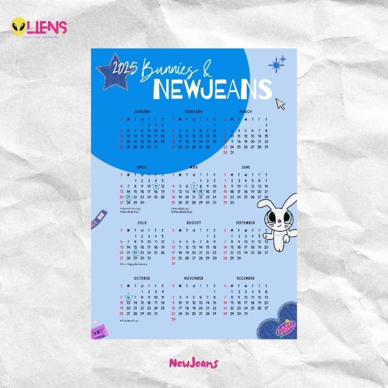 

NewJeans Wall Kpop Calendar Aesthetic 2025 A3 - Kalender Dinding Estetik Size A3 Murah (BTS, NCT, Blackpink, Seventeen, NewJeans, TXT, Enhypen, Baby Monster, Straykids)