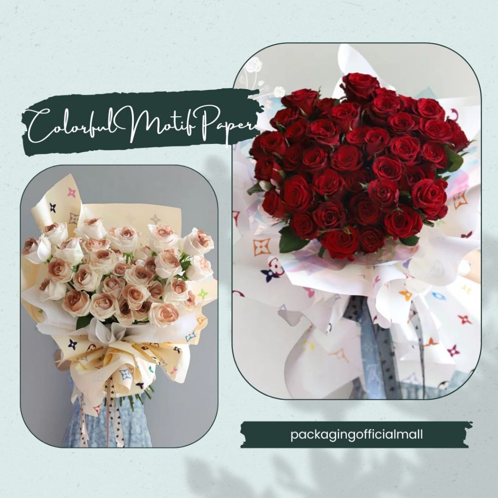 

COLORFUL MOTIF PAPER CELLOPHANE / FLORIST PAPER / KERTAS BUKET BUNGA / WRAPPING WRAPPER