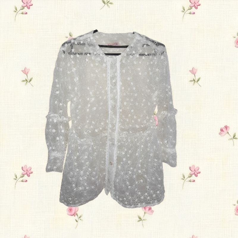 Outer Brukat Midi Organza Brokat Lengan Panjang Kondangan Wisuda Haidee Orlin (PRELOVED)