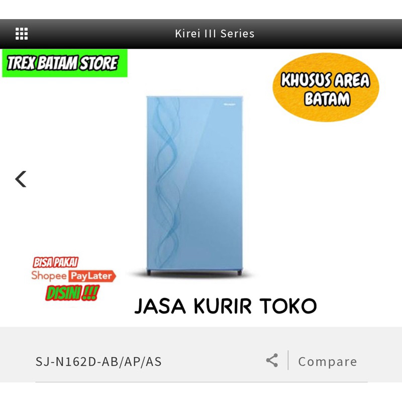 SHARP KULKAS 1 PINTU SJ-N162 AB/AP GARANSI RESMI [ BATAM ]