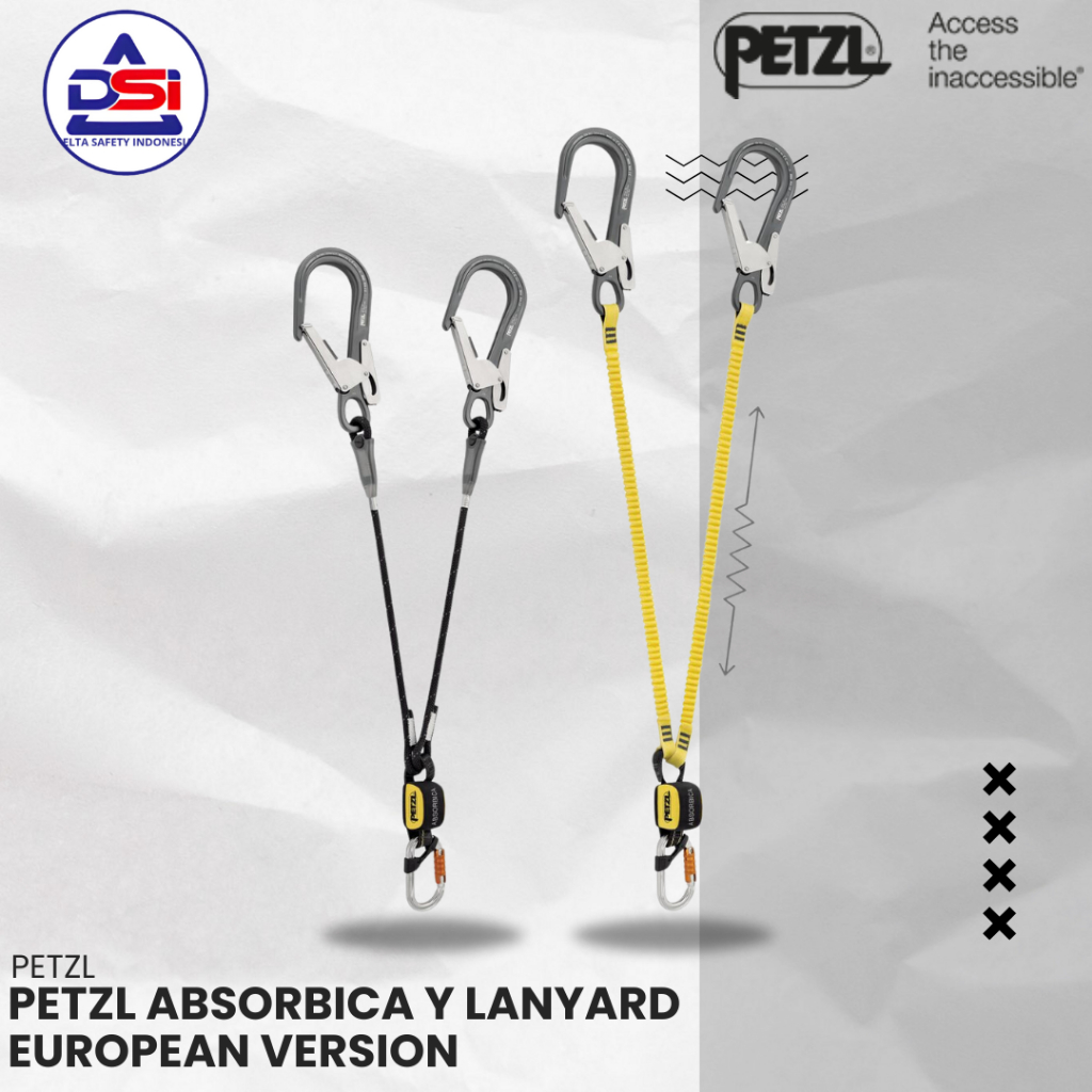 Petzl Absorbica Y Lanyard European Version + Mgo With Connector Original Petzl Lanyard