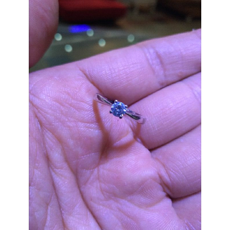 Cincin Soliter Emas Putih 750 Engangement Women Ring Sirkon 18 cincin Tunangan