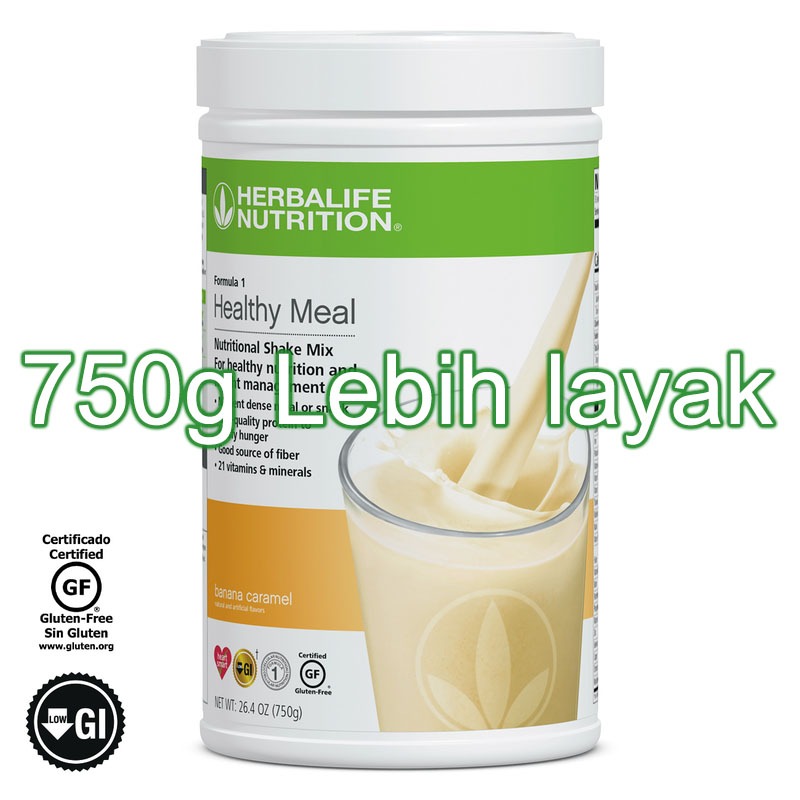 Herbalife Healthy Meal Nutritional Shake Mix: Banana Caramel 750g Dapatkan Tubuh Sehat dan Ideal den