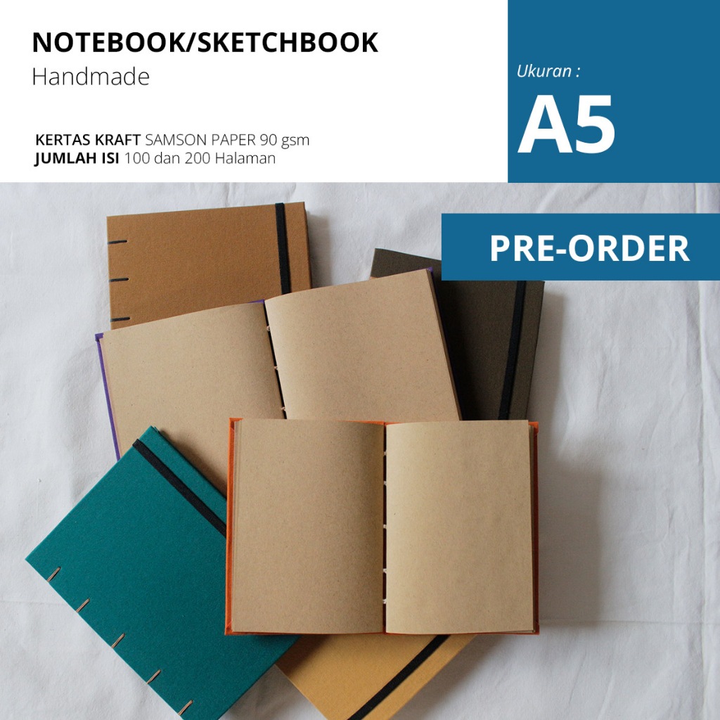 

Handmade Notebook Buku Catatan Cover Polos ukuran A5