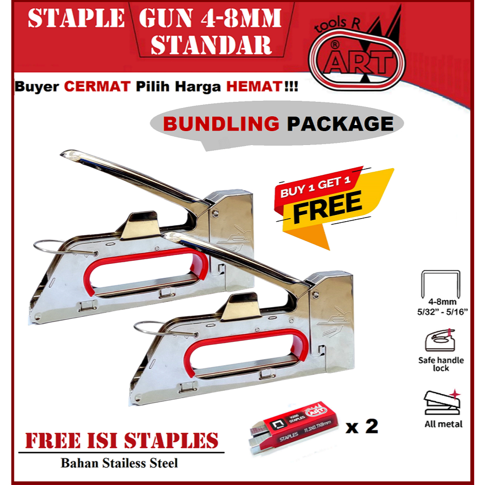 

Staples Tembak Jok Motor Staple Kayu Gun Tacker Standar 4 - 8 mm Tembakan Alat Steples Staples Stapler Jok Hekter Kain Karpet Wedding Kardus BUY 1 GET 1