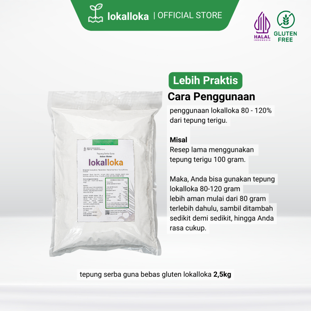 

LAKU Tepung Serba Guna Bebas Gluten Lokalloka 2,5kg Pengganti Teru